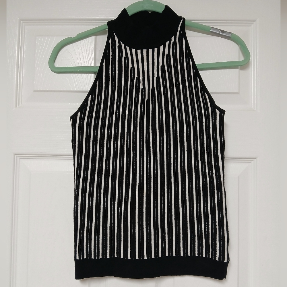 BEBE Black and White Striped Tank Top - Size XS